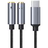 LEIBOCHAO Adattatore USB C Jack da 3,5 mm, Splitter USB C a Doppio Jack Aux per Cuffie, Doppio Adattatore per Cuffie Femmina da 3,5 mm, per Cuffie Audio