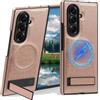 Ysnzaq Custodia magnetica in pelle PU per Samsung Galaxy Z Fold 7 con Supporto Invisibile, [Compatibile con Magsafe] Cover Protettiva Antiurto Sottile per Samsung Fold 7-WJD Rose Gold