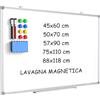 DOLLAR BOSS Lavagna magnetica, 90 x 60 cm lavagna magnetica da parete, lavagna bianca cancellabile a secco, lavagna da parete cornice in alluminio, Whiteboard