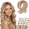 MY-LADY Extension Capelli Veri Biadesivo 10pz Marrone dorato&biondo 35 cm Extension Biadesive Capelli Veri Umani Lisci Tape In Hair Extensions Invisibile Corti (15g, 1.5g/pz, #12P613)
