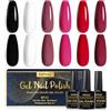 INPING Kit Semipermanente per Unghie, 6 Colori, Nero Bianco Nude Smalto Soak Off UV/LED Lampada DIY Manicure Nail Art Set, 8ml