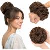 MY-LADY Chignon Finto per Capelli Veri- Cerchio Elastico Dritto Marrone Cioccolato - Facile Updo Naturale per Donne Ragazze Per Eventi e Spettacoli 45g Riccio