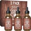 Viking Revolution Sandalwood Beard Oil for Men - Natural Mens Beard Oil with Argan Oil and Jojoba Oil - Beard Softener, Strengthens and Moisturizes - Beard Conditioner for Men (Sandalwood, 3 Pack)