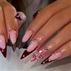 Auroriel 24 Pezzi Unghie Finte Lunghe a Mandorla Marroni con Stampa Leopardo 3D e French Tip, Unghie Finte Acriliche Riutilizzabili per Donne