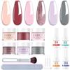 EODCI Dipping Powder Nails Set 12 pezzi Dip Polvere Nail Starter Kit 6 Colori Rosa French Polvere Unghie Set con Attivatore Base Top Coat per Nail Art Manicure DIY Salon