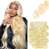 Zeslaerr Extension Capelli Veri Clip Body Wave Human Hair Extensions Clip in Invisible Hairpin #613 Light Blond 7pz 30 cm 120g Unprocessed Remy Hair for Women 12 Inch