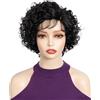 FASHION IDOL Pixie Curly Parrucca di capelli umani neri Tipo C Lace Wear and Go Breve Riccio Bob Parrucca per le donne 8 pollici
