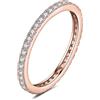 JewelryPalace Anello Eternity Donna placcato oro rosa 14K con Creato Moissanite, Anelli Impilabili Donna con Pietre a Taglio Rotondo, Fede Nuziale in Oro Rosa Anello Matrimonio Set Gioielli Donna 22