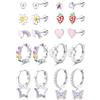 Adramata 10 Paia Orecchini Acciaio Chirurgico Set Orecchini Bambina Argento Anallergici Cerchio Orecchino a Vite CZ Stella Farfalla Orecchino Pendenti per Donna Ragazza