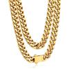 Bandmax Collana Uomo a Catena Cubana Sottile Robusta Grossa in Stile Hip Hop Larghezza 7 MM Lunghezza 56 CM in Acciaio Inox Placcato Oro, Gioielli Uomo di Moda Accessori Unisex per Uomini Ragazzi