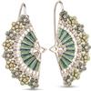 GocciAzzurra Jewels GocciAzzurra - Orecchini da Donna Diva Rodhium Green Crystal, Orecchini a Ventaglio con Smalto a Mano e Pietre in Nanoceramica, Stile Art Deco, Made in Italy, Color Argento e Verde