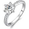 JewelryPalace 1.5ct Classico Anello Solitario Donna placcato oro bianco 14K con Creato Moissanite, Diamante Simulato Anelli con Pietre Laterali, Semplice Fedine Fidanzamento Set Gioielli Donna 10.5