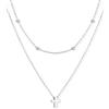 U7 Collana Donna Croce Argento a Doppio Strato Minimalista Leggera