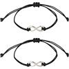 Willoo 3 Paia Braccialetti Amicizia, Braccialetti da Coppia, Braccialetto Corda Intrecciata, Bracciale Sorella per Uomini e Donne Adulti, Ragazze e Ragazzi (Nero)