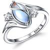 ADRAMATA Anello Argento 925 Donna Brillante Pietra Lucido Anelli di Barretta Fatti a Mano Dichiarazione Anello Pollice di Pietra di Luna Anelli in Argento per Donna