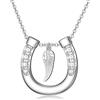 YAFEINI Collana a ferro di cavallo con ali d'angelo, in argento Sterling con ciondolo a forma di cavallo, idea regalo per donne e ragazze (collana a ferro di cavallo)