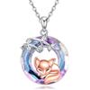 ONEFINITY Collana da donna in argento Sterling 925 con ciondolo a forma di volpe in cristallo, idea regalo, in argento Sterling 925, Argento sterling, cristallo