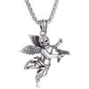 Generico collana amicizia,Collana pendente con mitragliatrice per uomini con un angelo del teschio gotico in mano per uomini Regalo di gioielli hip hop rock trend
