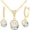 MICMIF Set di Collana e Orecchini Zircone, Parure Gioielli in Argento 925 per Donna, Orecchini Pendenti Rotondi a Cerchio con Zirconi Collana con Ciondolo, Gioielli per Mamma Fidanzata