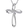 JO WISDOM Collana Croce Argento 925 Donna con Zirconia cubica Aprile Birthstone,Collana Crocifisso celtico con placcato in oro bianco