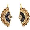 GocciAzzurra Jewels GocciAzzurra - Orecchini da Donna Diva Golden Blue Crystal, Orecchini a Ventaglio con Smalto a Mano e Pietre in Nanoceramica, Stile Art Deco, Made in Italy, Color Oro e Blu