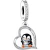 Mon & Sons Ciondolo in argento Sterling 925 con scritta in lingua inglese Mother Daughter I Love You a forma di cuore, cavallo, gatto, cane, pinguino, compatibile con braccialetti Pandora, Metallo