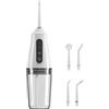 Satiskid Idropulsore per denti senza fili, portatile, con 3 modalità e 4 ugelli di ricambio, ricarica USB, colore bianco, impermeabile, per pulizia orale e apparecchi