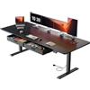SOLAVERO Scrivania Regolabile in Altezza, 200 x 80 cm Scrivania Motorizzata con Presa, Porta USB-C, 2 Cassetti Rimovibili, Controlli Memoria e Sistema Anti-Collisio, Standing Desk Nero