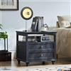 LELELINKY Comodino nero in stile rustico, 61 cm di larghezza, con 2 cassetti, comò per camera da letto, comodino, armadio, adatto per camera da letto, soggiorno