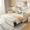 HYNHXBP Divano letto estraibile matrimoniale 90/180 x 200 CM,letto a scomparsa con divano,Mondo convenienza divani letto,Con doghe in legno, Beige, velluto, senza materasso