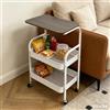 HUOLE Carrello multiuso in metallo per cucina, scaffale da cucina con cassetti, 43 x 30 x 77 cm, 3 strati (bianco)