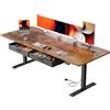 SOLAVERO Scrivania Regolabile in Altezza 200 x 80 cm, Scrivania Motorizzata con Presa, Porta USB-C, Standing Desk con 2 Cassetti Rimovibili, Controlli Memoria e Sistema Anti-Collisio, Marrone