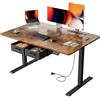 SOLAVERO Scrivania Regolabile in Altezza, 120 x 80 cm Scrivania Motorizzata con Presa, Porta USB-C, 2 Cassetti Rimovibili, Controlli Memoria e Sistema Anti-Collisio, Standing Desk Marrone