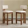 chairus Set di 2 Sgabelli da Cucina in Tessuto Sgabello da Bar con Gambe in Legno Sedie Alte Senza Braccioli Sgabelli Rustiche per Sala da Pranzo/Ristorante/Bar, Beige