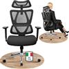 MELOKEA Sedia Ergonomica da Ufficio con Seduta a Molle EN 1335 Standard Poggiatesta Largo, Supporto Lombare Dinamico, Sedia da Scrivania Girevole Rete Traspirante Blocco a 3 Posizioni Nero 150kg