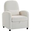 HOMCOM Poltrona Salotto Imbottita con Contenitore Nascosto, Schienale Alto, Poltroncina Moderna con Braccioli, Cuscino Lombare e Seduta Ampia, in Velluto Teddy, per Camera da Letto e Soggiorno, Crema