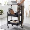 HUOLE Carrello multiuso in metallo per cucina, scaffale da cucina con cassetti, 43 x 30 x 77 cm, 3 strati (nero)