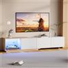 HYNHXBP Mobile TV LED, supporto moderno per TV da 75 pollici con 3 cassetti e spazi di archiviazione aperti, cornice in legno, tavolo TV per soggiorno (bianco, 200 x 45 x 35 cm)