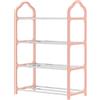 Generisch Scarpiera a 4 ripiani in metallo, salvaspazio, resistente alla deformazione e facile da pulire, per soggiorno, camera da letto e dormitorio (rosa)