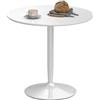 HOMCOM Tavolo da pranzo rotondo per 2 persone, 80 cm Tavolo da cucina in stile moderno con struttura in acciaio, per soggiorno, spazio ridotto, bianco