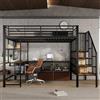 Arhatreya Letto a soppalco 120 x 200 cm, lettino con porta di ricarica, letto in ferro con scala angolare, letto in metallo con zona scrivania, letto per bambini camera da letto (senza materasso) nero
