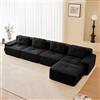 Bladez Divano ad angolo modulare a forma di L, divano letto con sgabello, comfort e supporto per seduta profonda, senza montaggio 32D in schiuma ad alta elasticità, per soggiorno (nero, 4 posti+1)