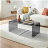 [en.casa] Tavolino da Caffè in Vetro Temperato Tavolo Basso Centrale da Salotto con Piano Rettangolare per Soggiorno Studio Living 90 x 45 x 35 cm - Grigio