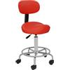 Pinuox Sgabello da sella ergonomico, con ruote, schienale regolabile in altezza, girevole a 360°, portata massima: 150 kg (rosso)