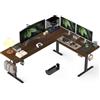 WALKINGDESK Scrivania Regolabile in Altezza, 190 x 155 cm Tavolo Regolabile a L, Bureau per computer con memory di 4 Altezze, Desk da Ufficio e Casa, Noce nero