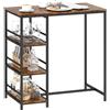 HOMCOM Tavolo da bar da cucina con 3 ripiani portaoggetti e telaio in acciaio, per sala da pranzo e cucina, 90 x 50 x 90,5 cm, marrone rustico, nero