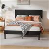 Jaxguom Letto imbottito 120 x 200 cm, doppio telaio letto con rete a doghe, doghe in legno per sostenere la testiera, colore nero