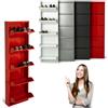 ZStyle Scarpiera Salvaspazio Slim in Acciaio con 5 Ante a Ribalta - Mobile Portascarpe Verticale per Ingresso, Corridoio, Camera, Garage, Hotel - Scarpiera Stretta con Antiribaltamento (Rosso)