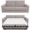 Baldiflex - Divano Letto 3 Posti con Materasso Matrimoniale 160x190 cm Ortopedico, Maragià, Prontoletto RICHIUDIBILE con Rivestimento SFODERABILE e Lavabile, Grigio Chiaro
