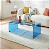 [en.casa] Tavolino da Caffè in Vetro Temperato Tavolo Basso Centrale da Salotto con Piano Rettangolare per Soggiorno Studio Living 90 x 45 x 35 cm - Blu